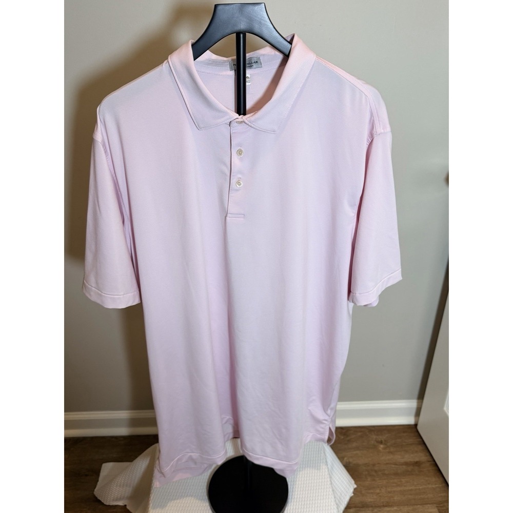 Peter Millar Summer Comfort Pink Striped Polo Shirt 2XL Stretch ME0EK11S